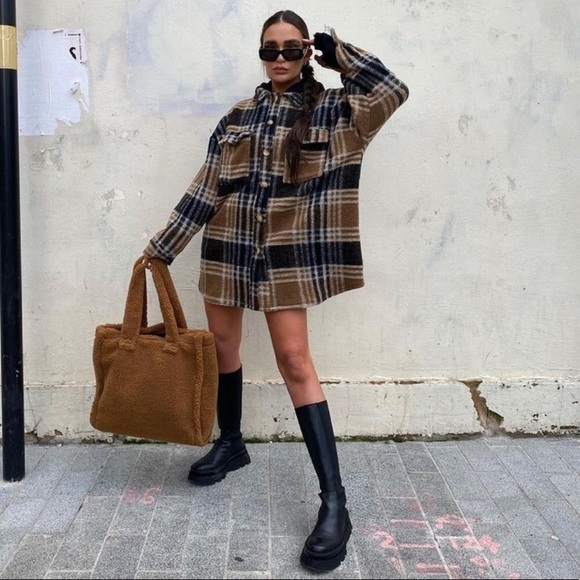 NWT Zara Lug Sole Leather Tall Boots - Picture 2 of 16